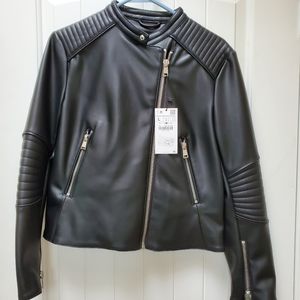 NWT Zara Black Faux Leather Jacket